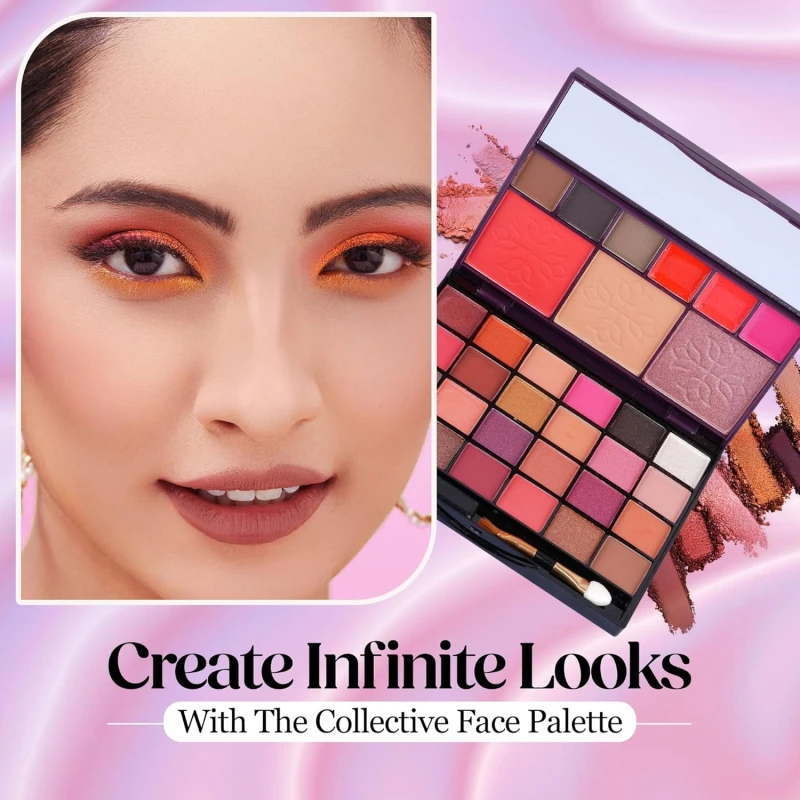 Hilary Rhoda The Collective Face Palette,3 Cream Lip Glosses,3 Eyebrow Colours,Highlighter,Contour & Blush,24 Eyeshadow,Highly Pigmented Face Palette,Blends Easily,Makeup Kit For Women,55G (Multi-2) thumbnail 3